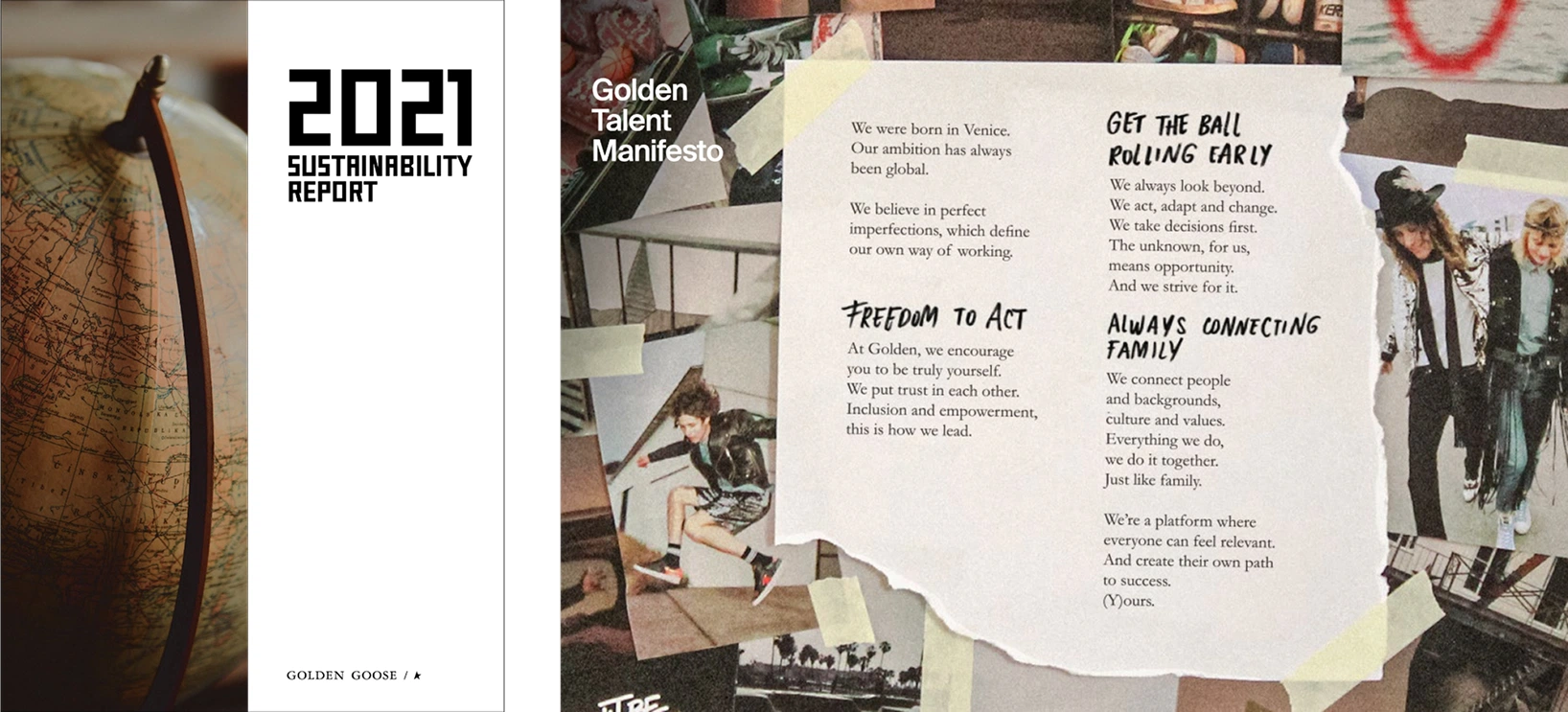 Golden Goose 2021 Sustainability Report — Golden Talent Manifesto spread