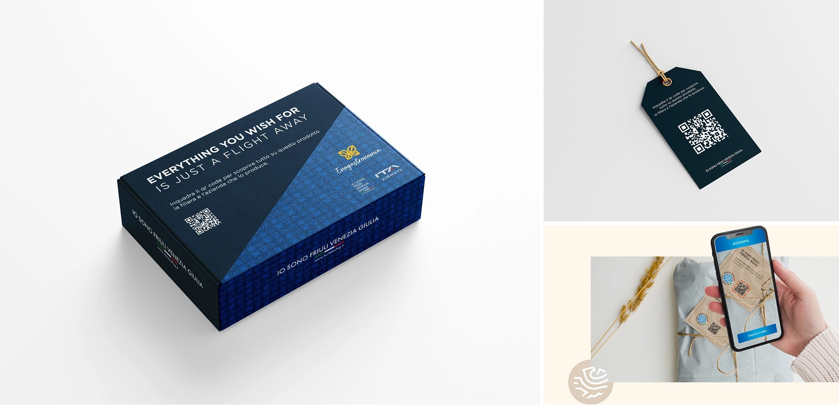 Io sono Friuli Venezia Giulia — product packaging, hang tag and QR code experience